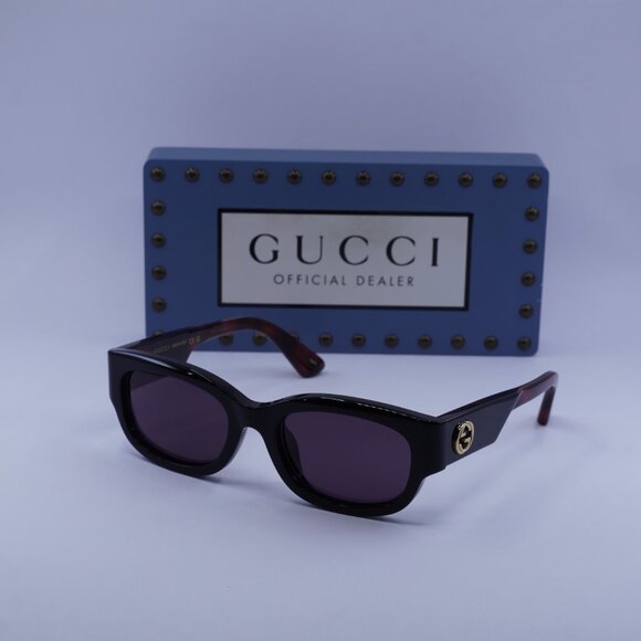 Gucci GG1667SK 003 Rectangle Sunglasses - Black/Havana/Violet - Picture 5 of 11
